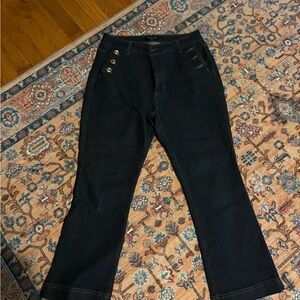 Rachel Zoe Dark Wash Boot Cut Jeans with Gold Buttons
